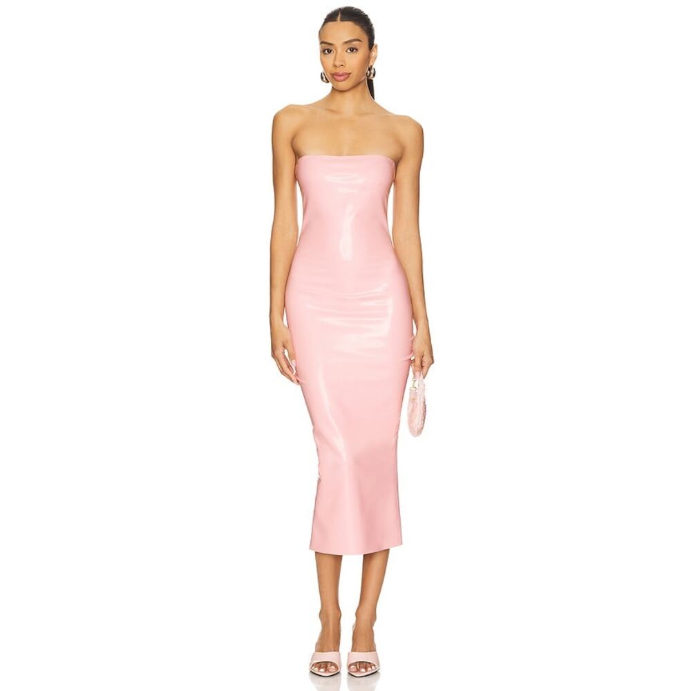Miaou Lila Midi Dress Pink Candy Natural Latex Strapless Girly S NWOT $450MSRP